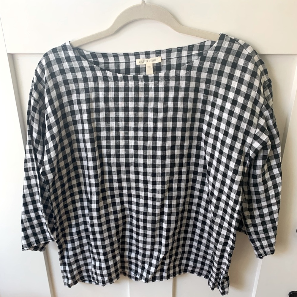 EF 100% linen Gingham top!